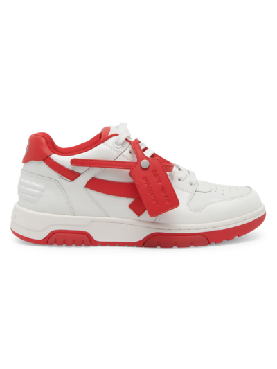 Shop Off-white Men's Out Of Office Patent Leather Sneakers In White Red