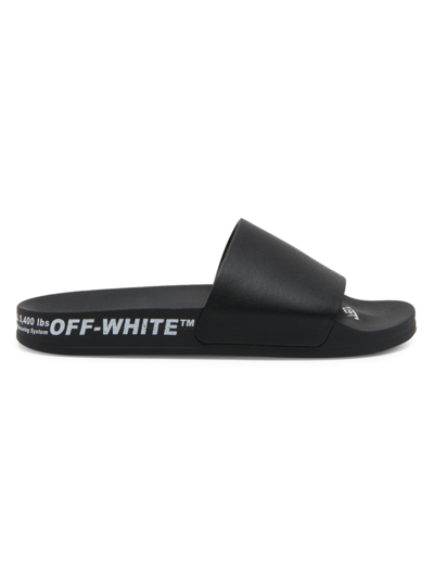Shop Off-white Towel Embroidery Slide Sandals In Black White
