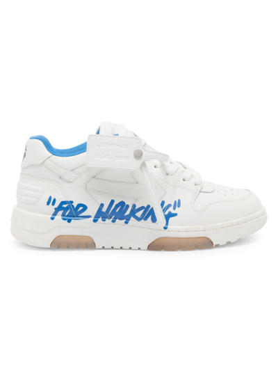 Shop Off-white Men's Out Of Office "for Walking" Sneakers In White Blue