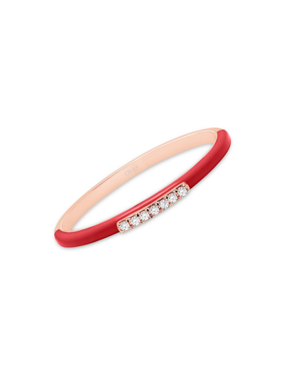 Shop Djula Women's Marbella 14k Rose Gold, Red Enamel, & Diamond Ring In Pink Gold