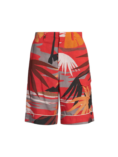 Shop Palm Angels Men's Hawaii Swim Trunks In Multicolor Off White