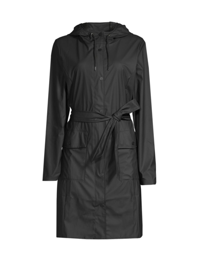 Shop Rains Women's Curve Hooded Rain Jacket In Black