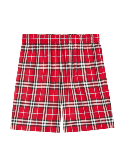 Shop Burberry Men's Bradeston Plaid Shorts In Chili Red