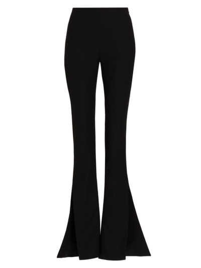 Shop Monot Women's Flare Ankle Slit Trousers In Black