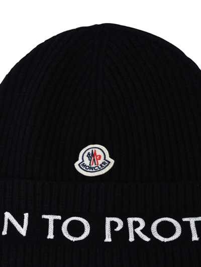 Moncler Born To Protect - Ribbed Knit Beanie In Black | ModeSens