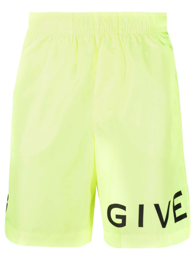 Shop Givenchy Long Leg Swim Trunks In Yellow