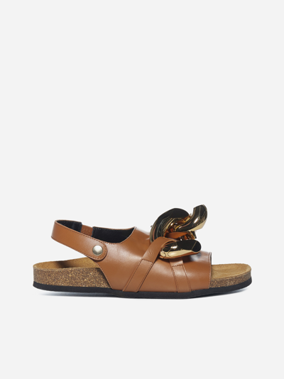 Shop Jw Anderson Chain-detail Leather Flat Sandals