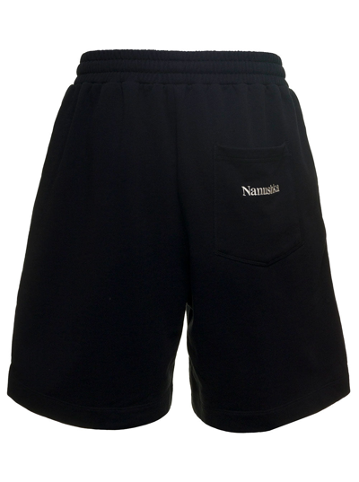 Shop Nanushka Black Organic Cotton Bermuda Shorts With Logo