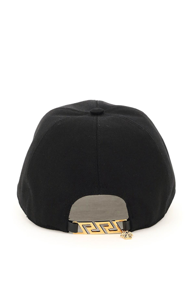 Shop Versace Baseball Hat With Logo And Greca In Black