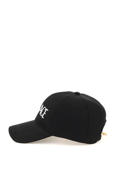 Shop Versace Baseball Hat With Logo And Greca In Black