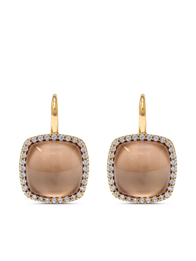 Shop Roberto Coin 18kt Rose Gold Cocktail Smokey Quartz And Diamond Drop Earrings In Pink
