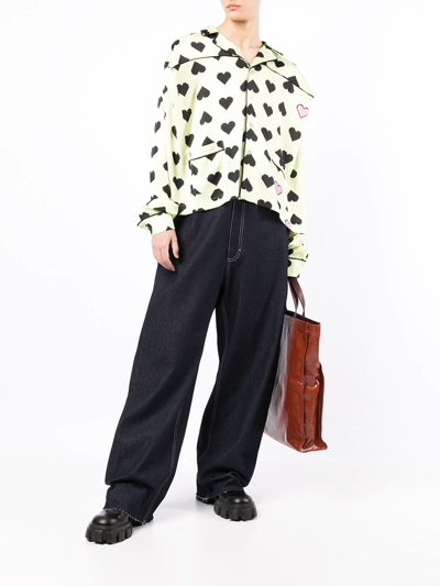 Natasha Zinko Pixel-heart Print Shirt In Green