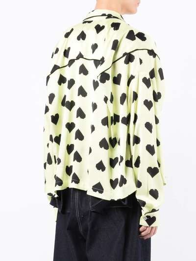 Natasha Zinko Pixel-heart Print Shirt In Green