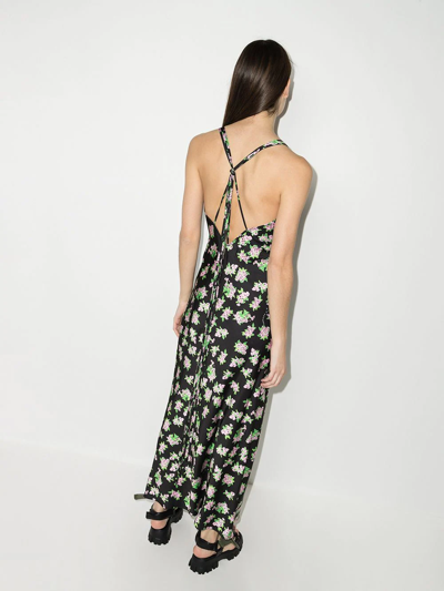 Shop Natasha Zinko Floral-print Slip Dress In Black