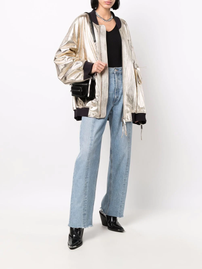 Dsquared2 Oversized Metallic Bomber Jacket In Yellow