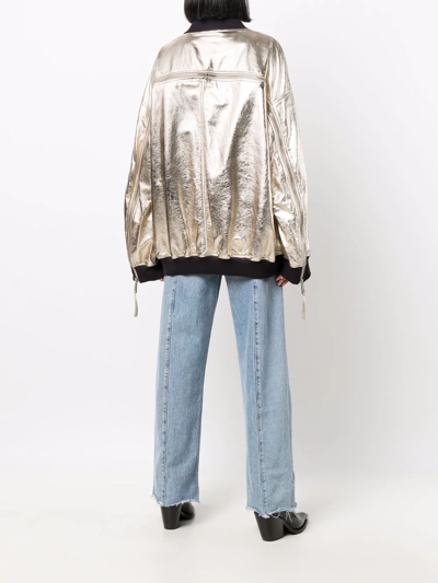 Dsquared2 Oversized Metallic Bomber Jacket In Yellow