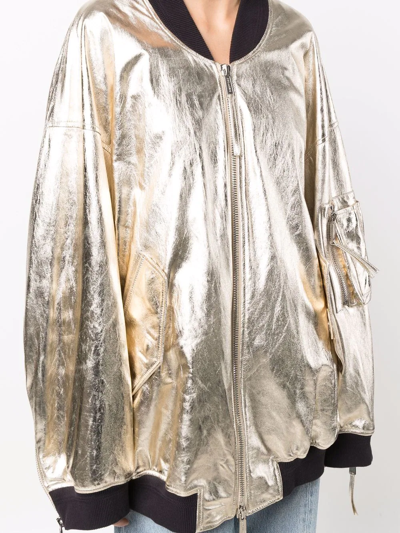 Dsquared2 Oversized Metallic Bomber Jacket In Yellow