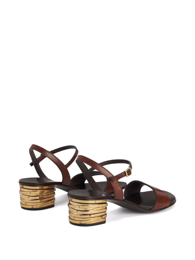 Shop Giuseppe Zanotti Rhea 40 Block-heel Sandals In Brown