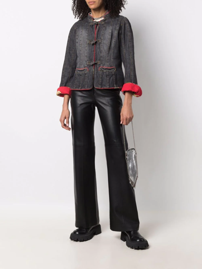 Pre-owned Sonia Rykiel 2000s Contrasting Piping Denim Jacket In Grey