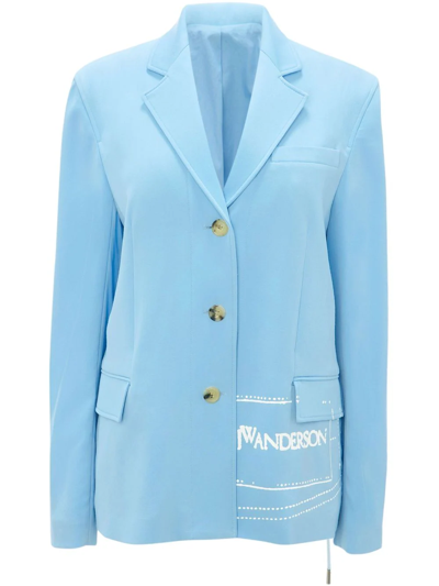 Shop Jw Anderson Logo-print Blazer In Blue