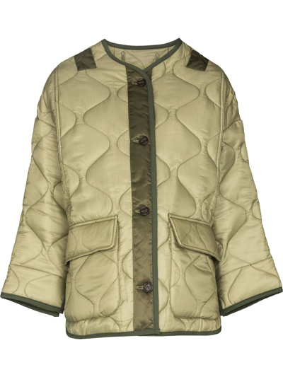 The Frankie Shop Teddy Oversized Quilted-shell Jacket In Green
