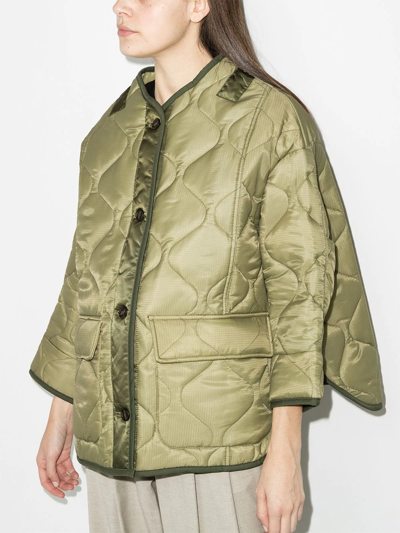The Frankie Shop Teddy Oversized Quilted-shell Jacket In Green