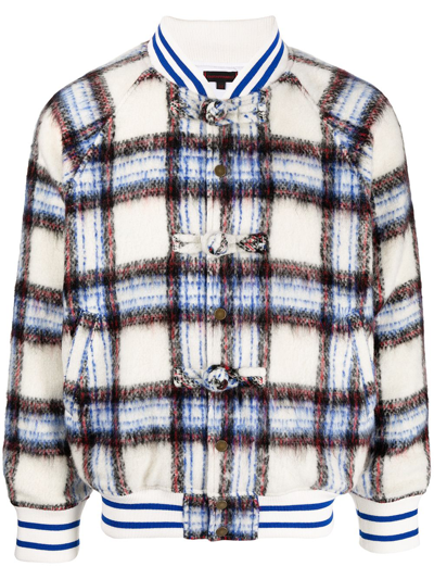 Shop Clot Chinese Stadium Checked Jacket In Blue