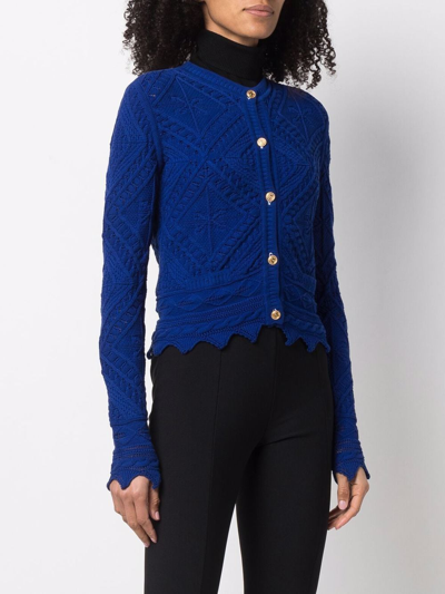 Pre-owned Chanel 2004 Open-knit Cardigan In Blue