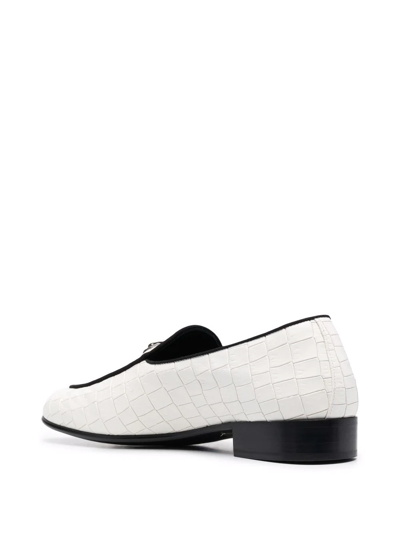 Shop Giuseppe Zanotti Archibald Crocodile-effect Leather Loafers In White