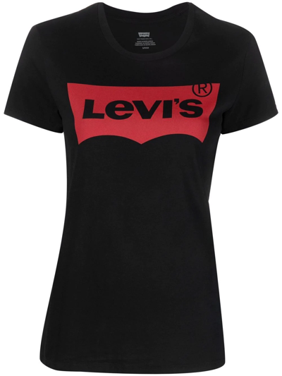 Shop Levi's Logo-print Cotton T-shirt In Black
