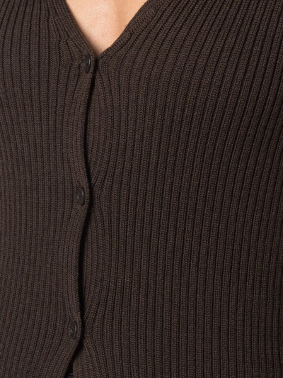 Pre-owned Prada 1990s V-neck Ribbed Cardigan In Brown