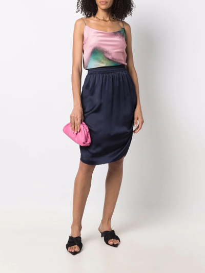 Pre-owned Lanvin 2008 Gathered Tulip Skirt In Blue