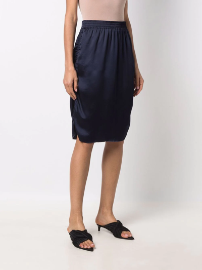 Pre-owned Lanvin 2008 Gathered Tulip Skirt In Blue