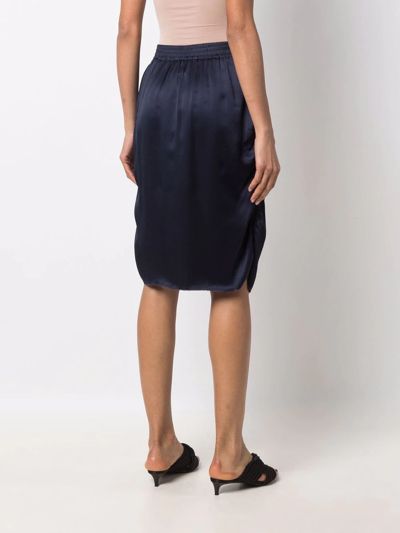 Pre-owned Lanvin 2008 Gathered Tulip Skirt In Blue