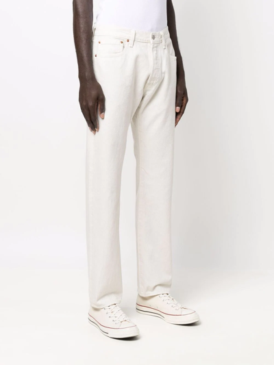 Levi's 501 Cotton Jeans In White With A Straight Leg In Neutrals