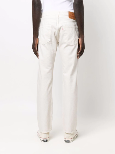 Levi's 501 Cotton Jeans In White With A Straight Leg In Neutrals