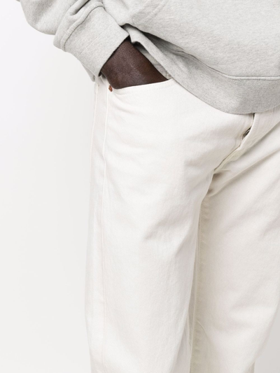 Levi's 501 Cotton Jeans In White With A Straight Leg In Neutrals