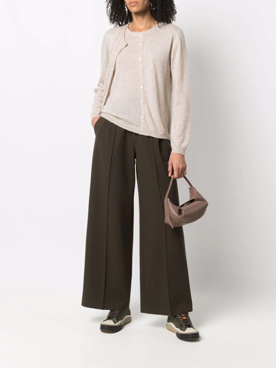 Liska Double-layer Merino-cashmere Cardigan In Neutrals