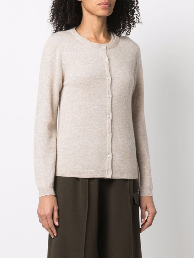 Liska Double-layer Merino-cashmere Cardigan In Neutrals