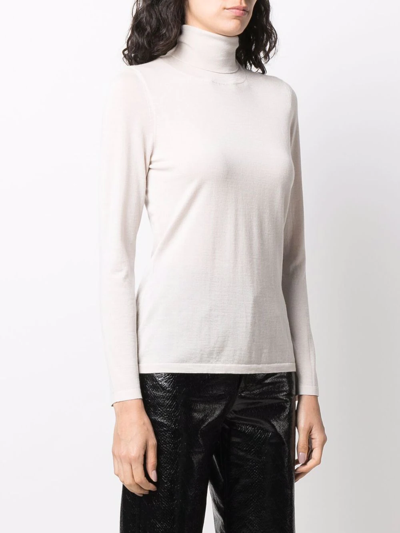 Liska Fine-knit Roll-neck Jumper In Neutrals