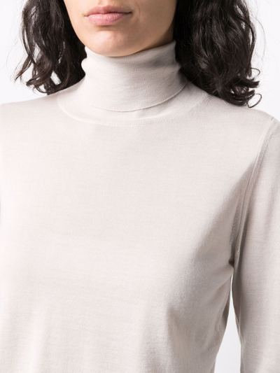 Shop Liska Fine-knit Roll-neck Jumper In Neutrals