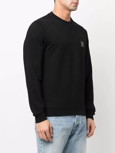 Shop Belstaff Logo Patch Cotton Sweatshirt In Black