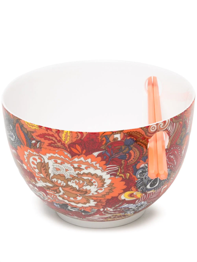 Shanghai Tang 'hide & Seek' Bowl & Chopsticks Set In Multicolour