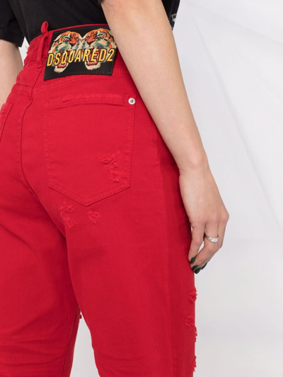 Shop Dsquared2 Logo-patch Denim Jeans In Red