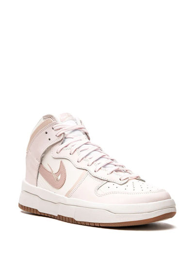 Shop Nike Dunk High Up "pink Oxford" Sneakers In White