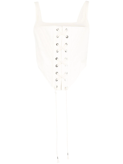 Shop Dion Lee Laced Corset Bodice Top In White