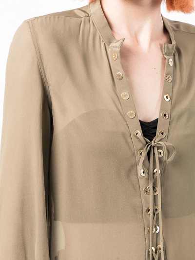 Dion Lee Eyelet Sheer Lace Top In Green