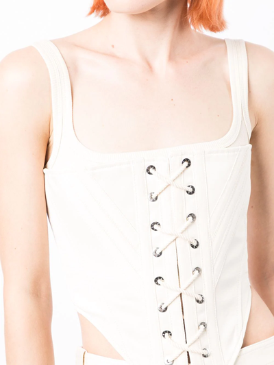 Shop Dion Lee Laced Corset Bodice Top In White