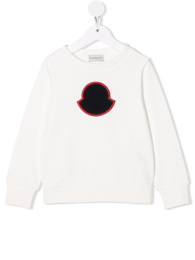 Shop Moncler Logo-patch Long-sleeve Sweatshirt In White