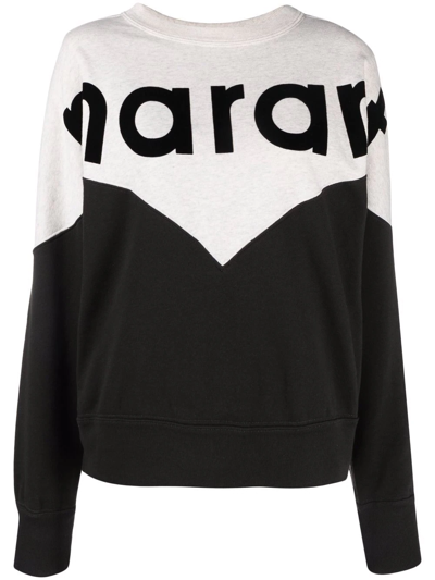 Shop Isabel Marant Étoile Logo-print Colour-block Sweatshirt In Neutrals